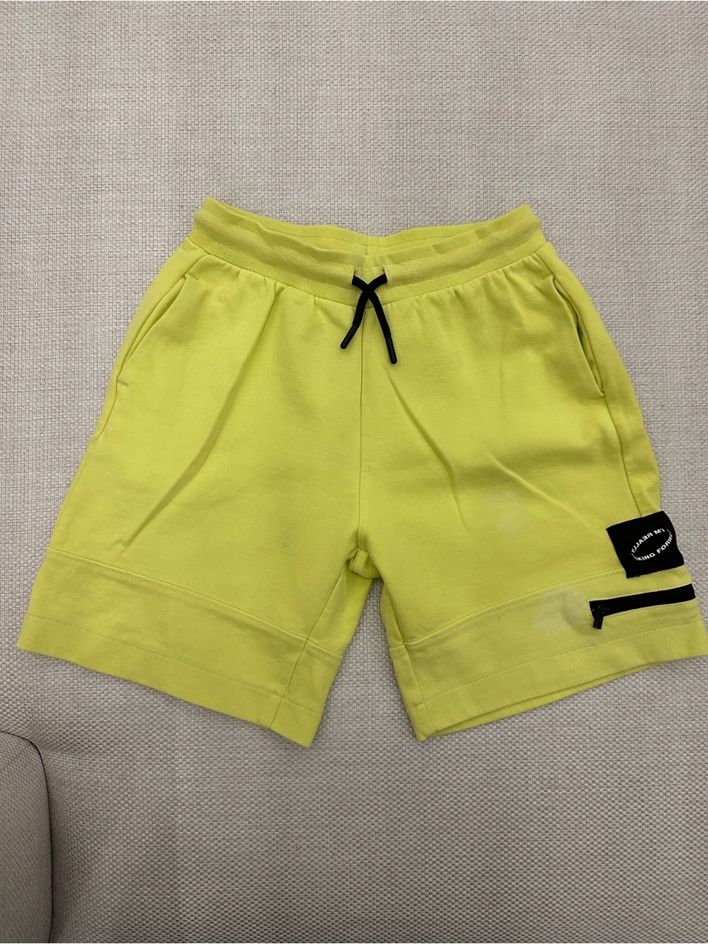 Zara Lime Yellow Kids Drawstring Shorts with Black Accents